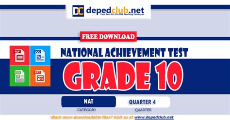 FREE DOWNLOAD! National Achievement Test for Grade 10 (NAT) Revi.